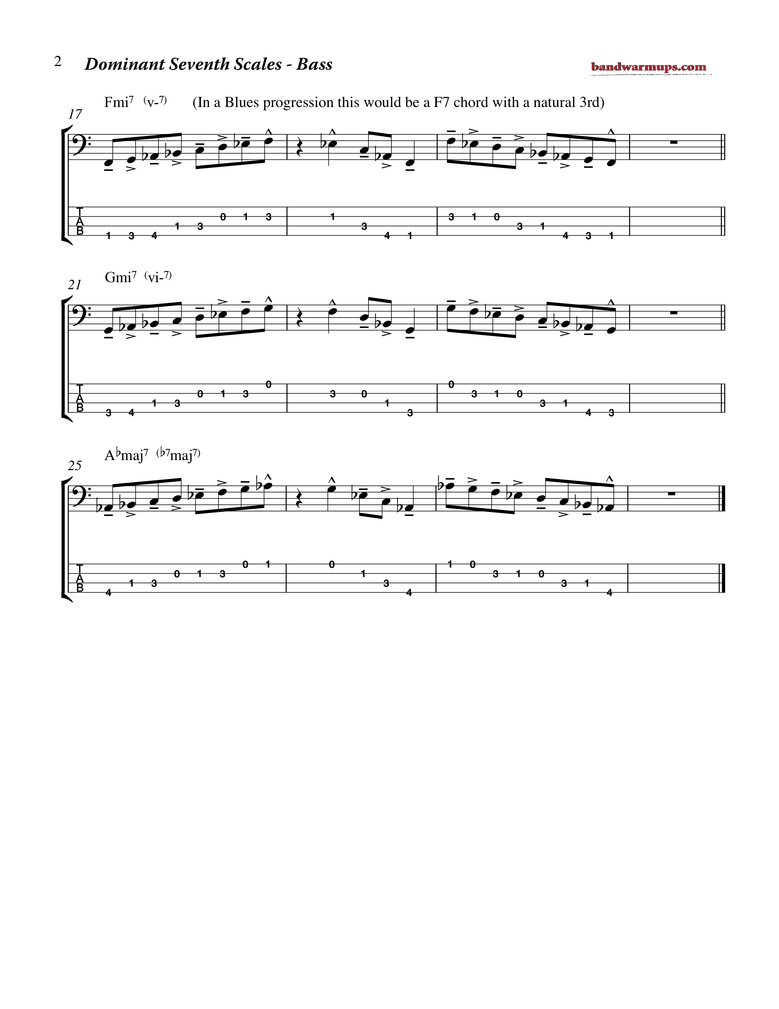 Dominant 7th Scales for Jazz Band Band Warmups
