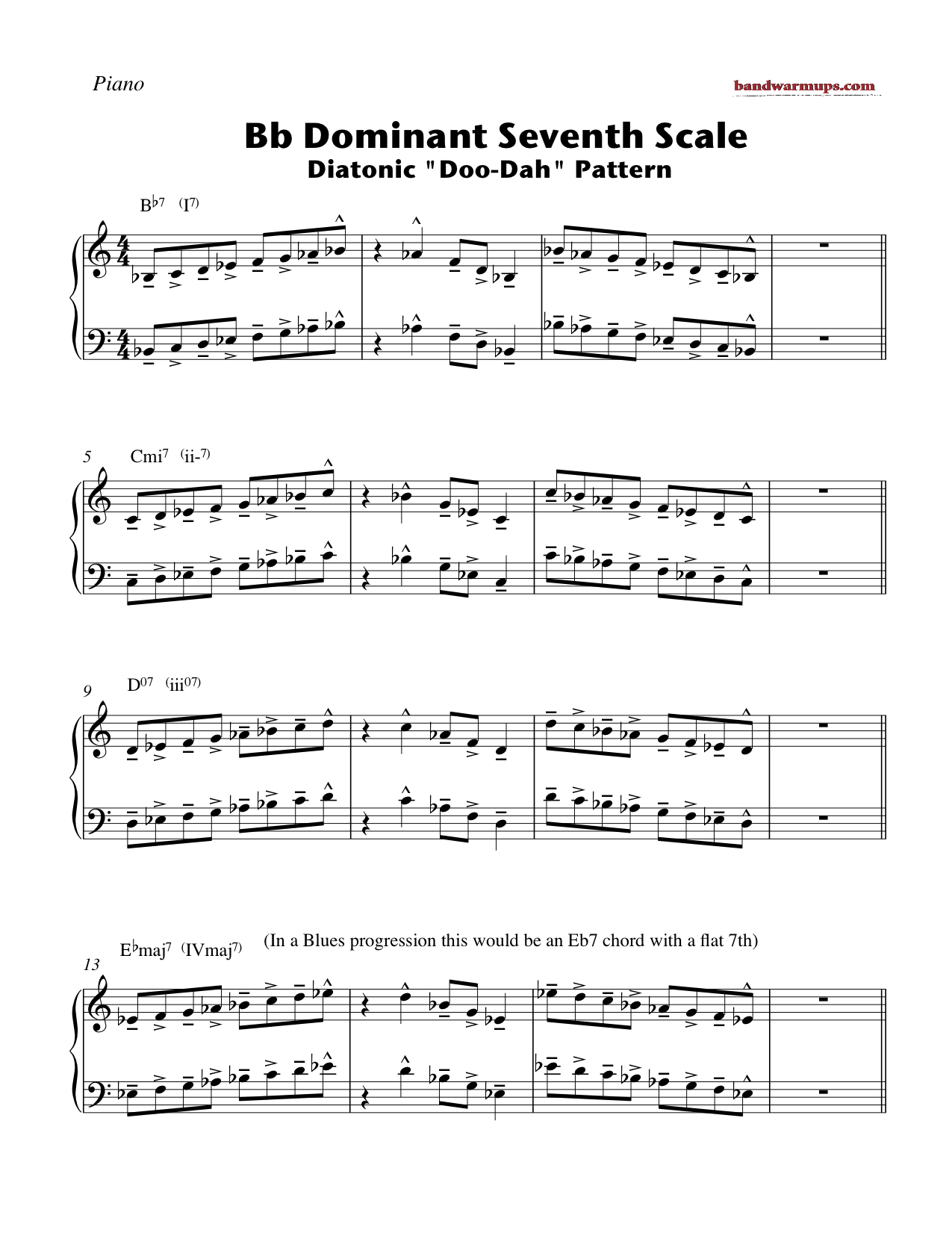 Dominant 7th Scales for Jazz Band Band Warmups