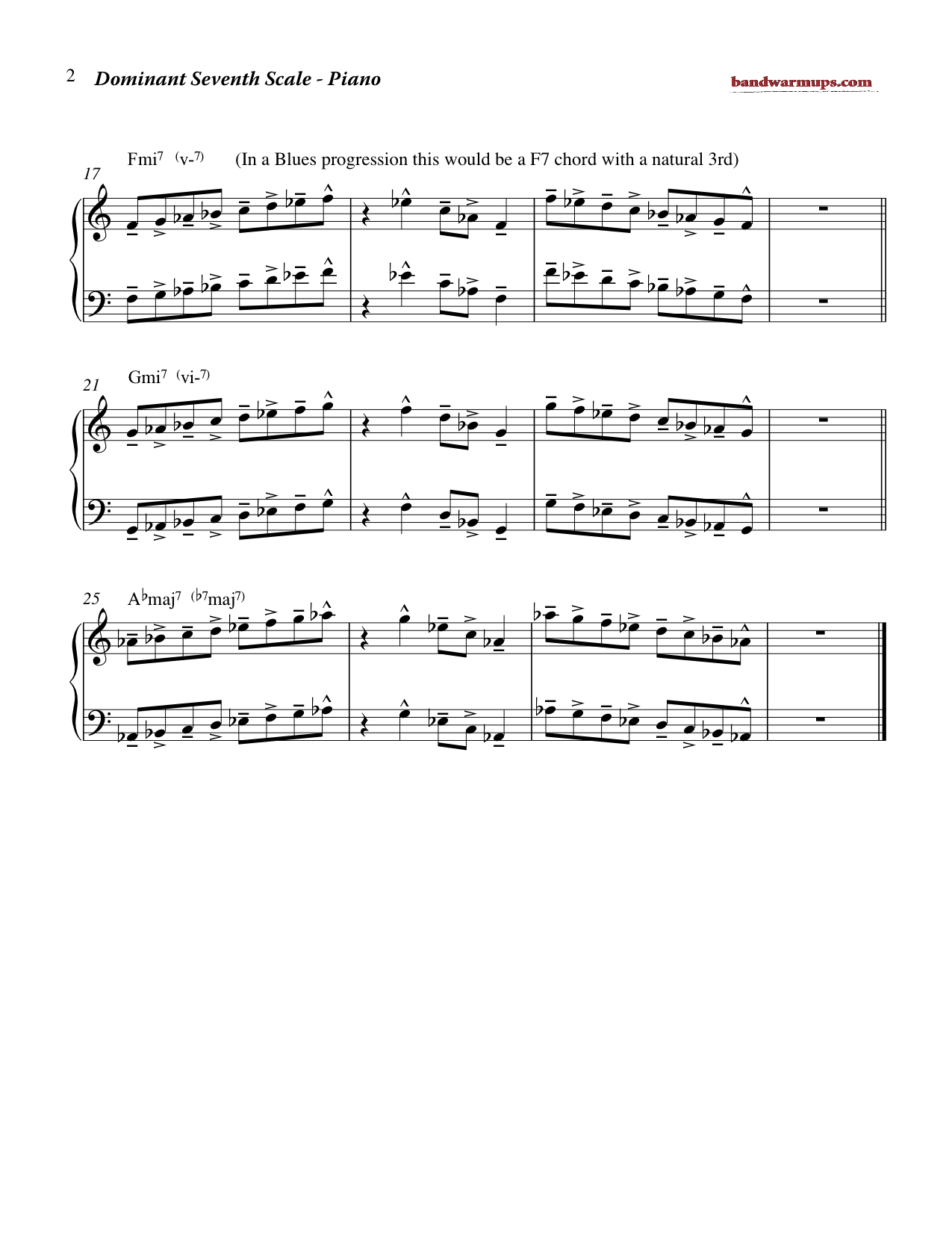 Dominant 7th Scales for Jazz Band Band Warmups