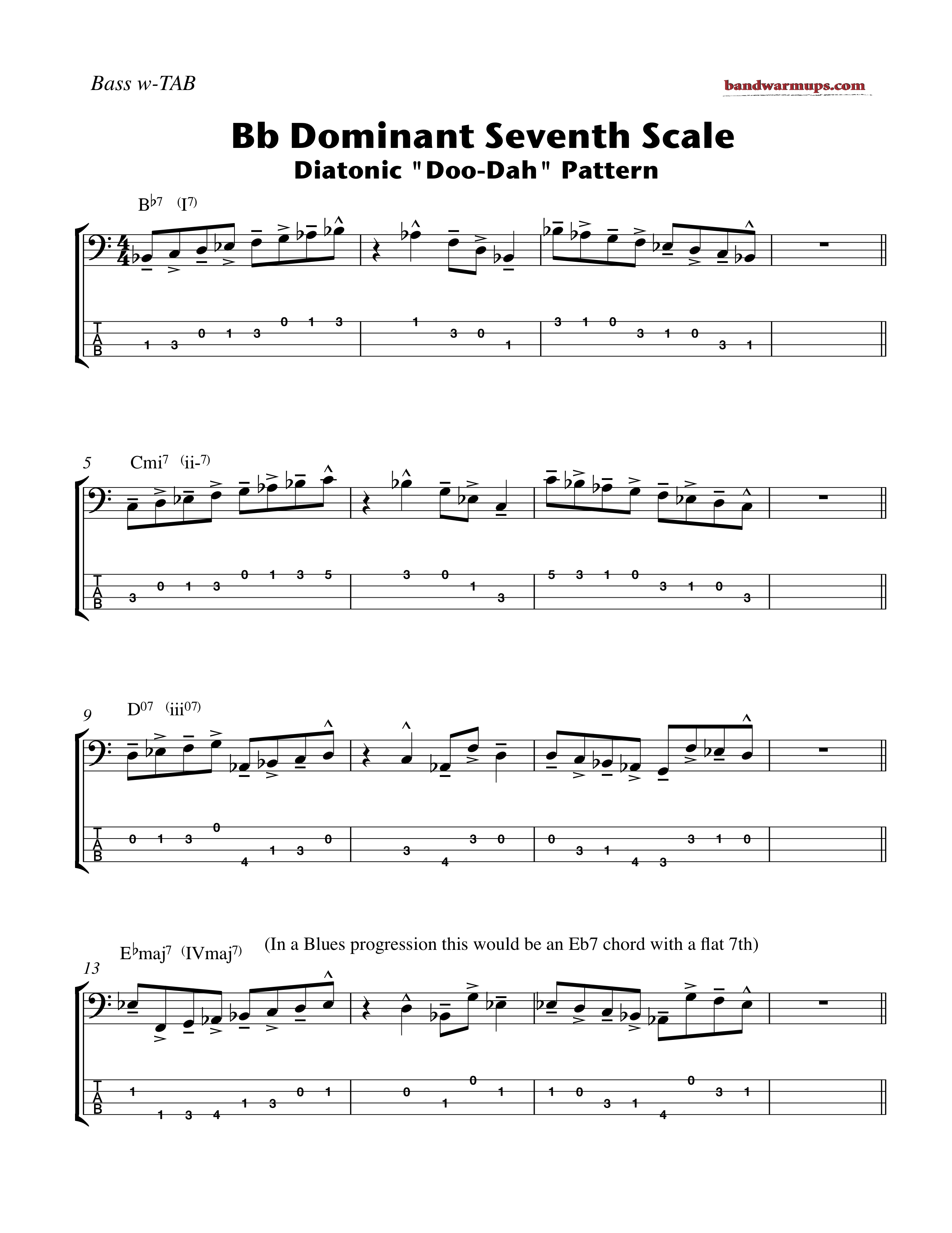 Dominant 7th Scales for Jazz Band Band Warmups